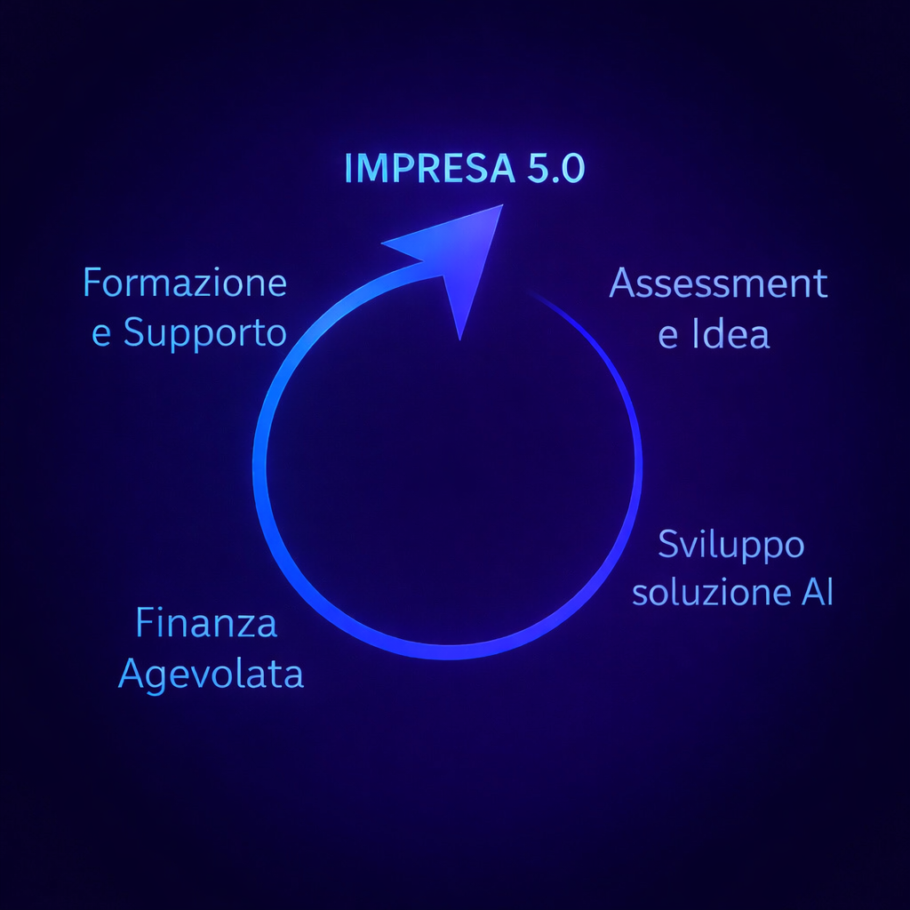 Impresa 5.0: Assessment e Idea, Sviluppo soluzione AI, Finanza agevolata, Formazione e Supporto